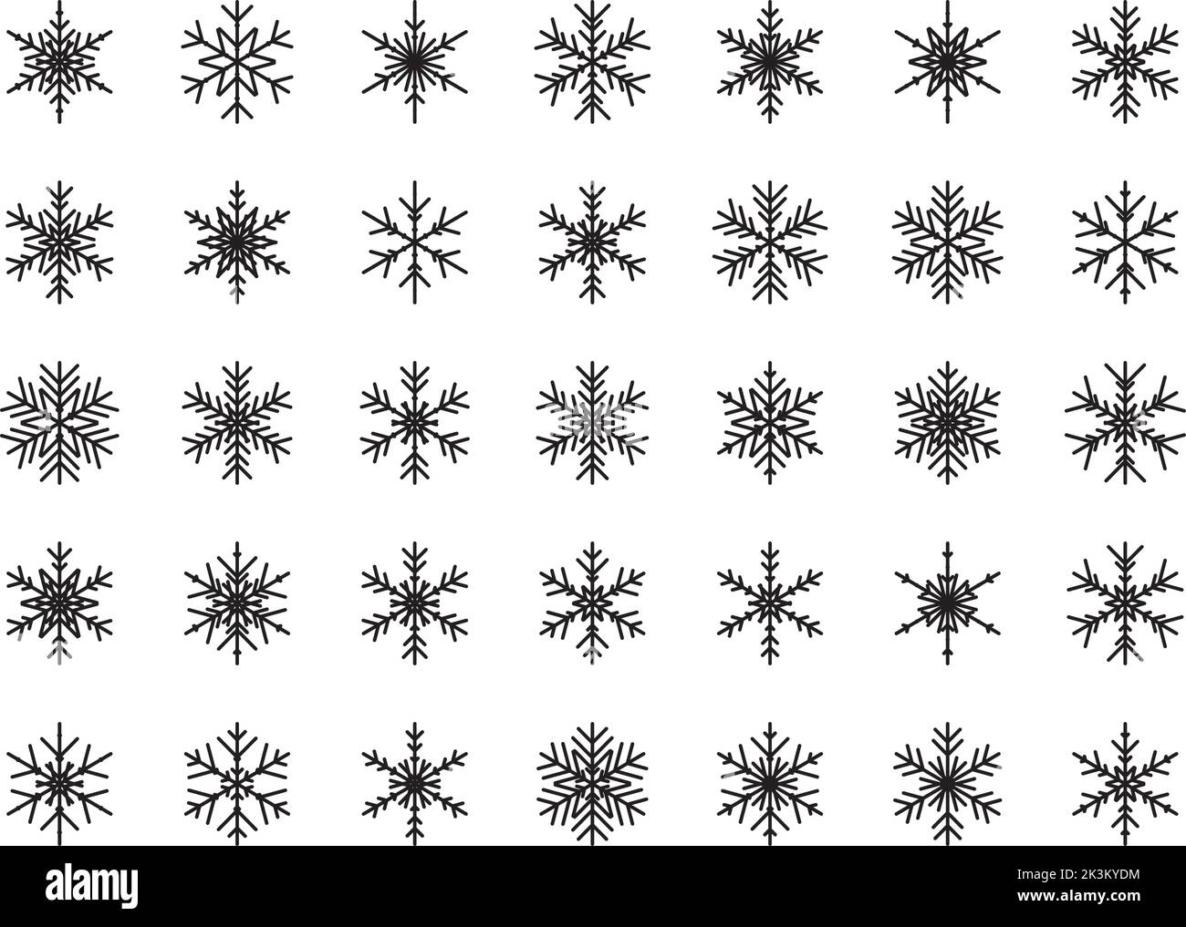 Vector set of different snowflakes. Vector illustration Stock Vector