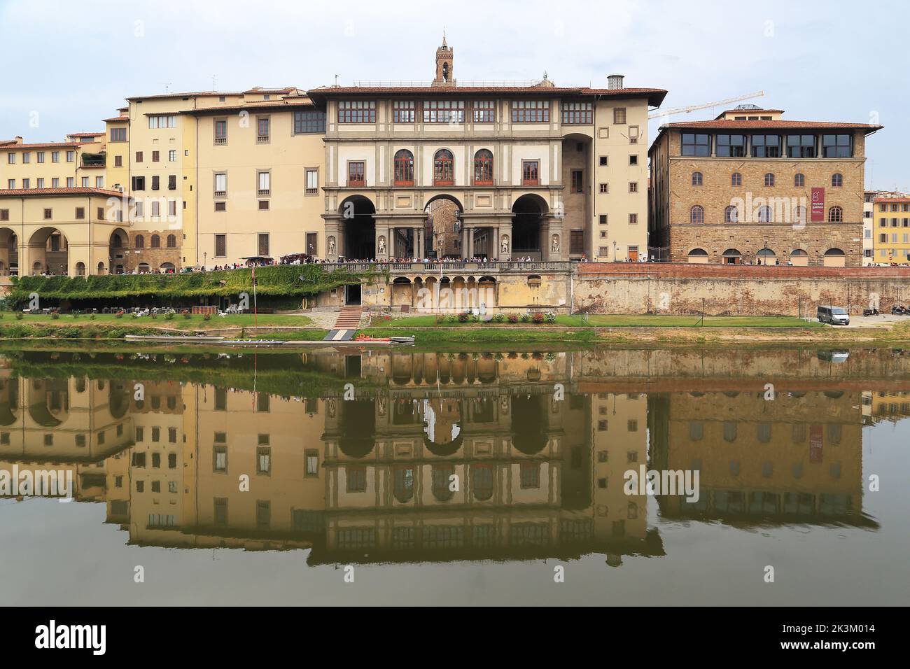 FLORENCE, ITALY - SEPTEMBER 13, 2018: This is a view of the Medici Embankment and the Uffizi Gallery. Stock Photo