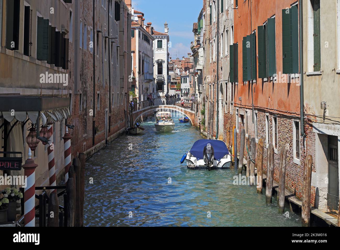 VENICE, ITALY - MAY 18, 2018: This is one of the inner city canals of the famous Italian on air city-museum. Stock Photo