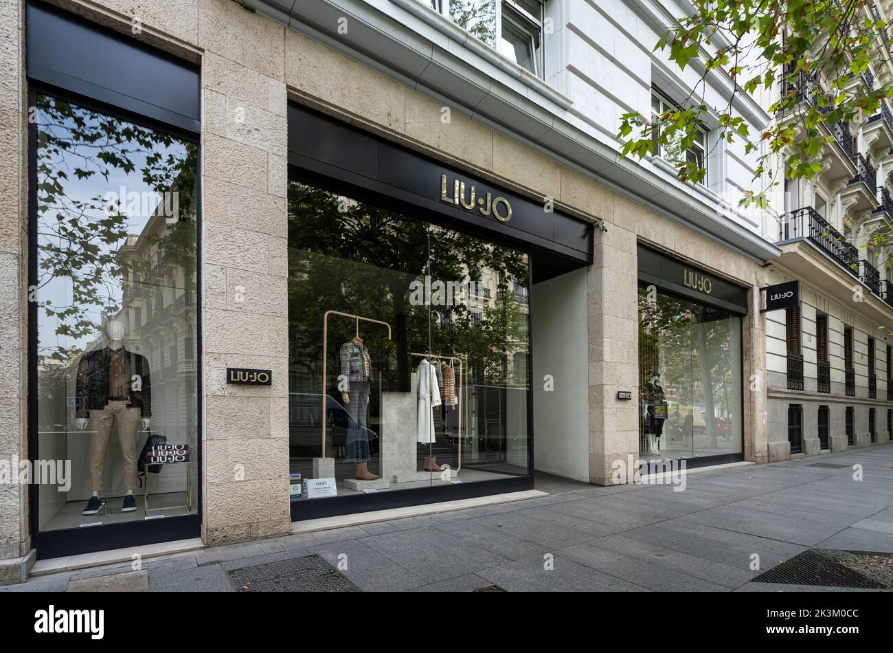 Madrid, Spain, September 2022. view of the Liu Jo fashion brand sign out of the store in the city center Stock Photo