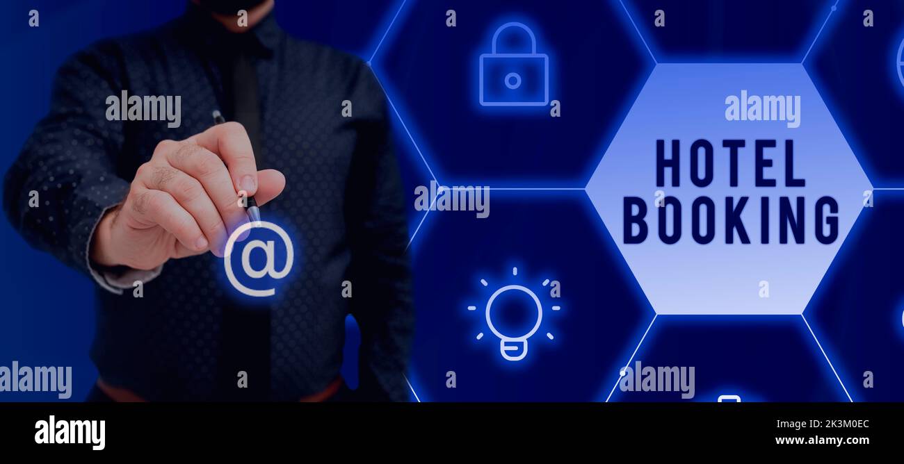 Conceptual display Hotel Booking. Concept meaning Online Reservations