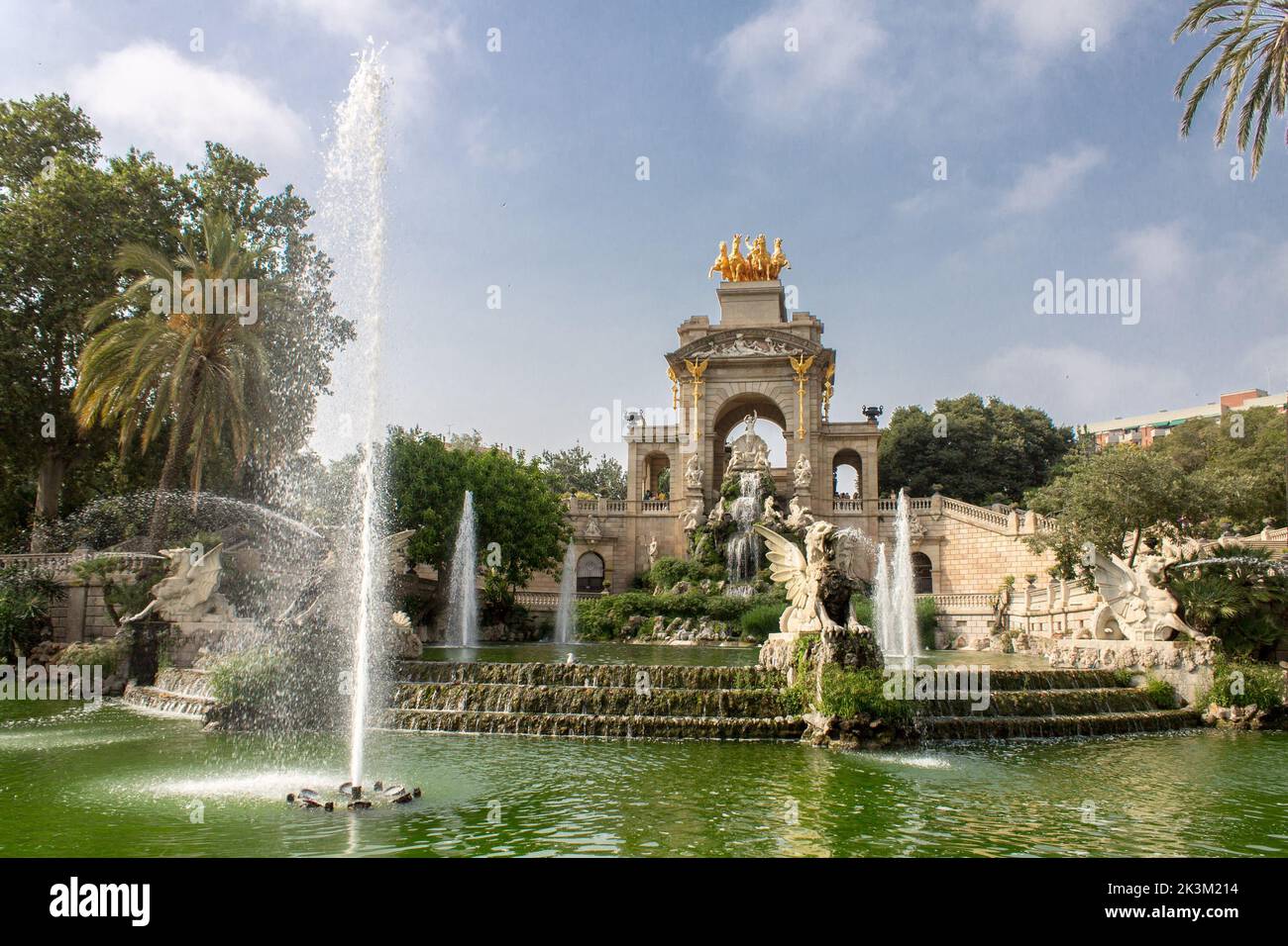 The famous Parc de la Ciutadella fountain on a sunny morning Stock Photo