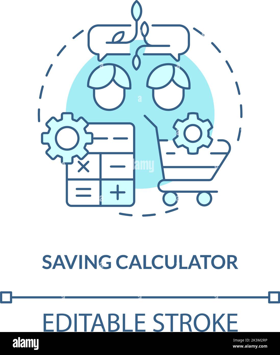 Saving calculator turquoise concept icon Stock Vector