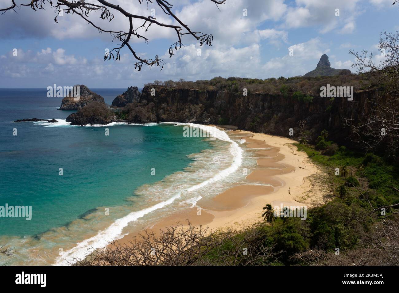 An aerial view of Praia do Sancho beach in Fernando de Noronha ...