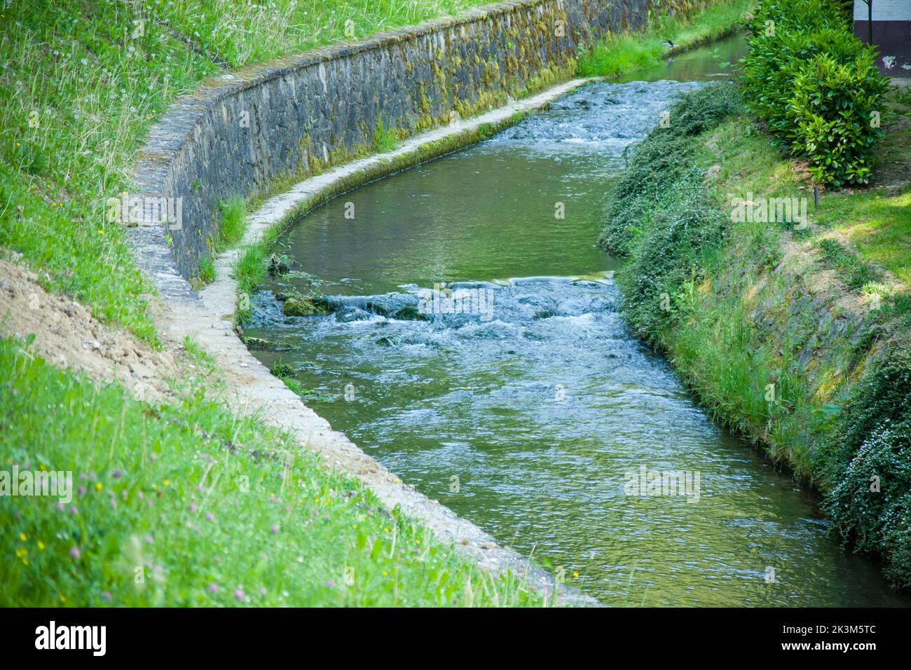 Gradna stream by Samobor pedestrian walkway. Stock Photo