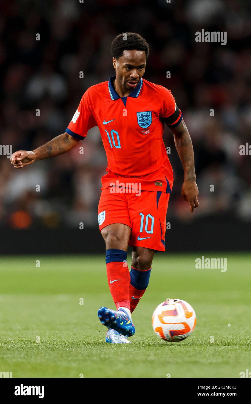London, UK. 26th Sep, 2022. Raheem Sterling of England during the UEFA Nations League Group C match between England and Germany at Wembley Stadium on September 26th 2022 in London, England. (Photo by Daniel Chesterton/phcimages.com) Credit: PHC Images/Alamy Live News Stock Photo