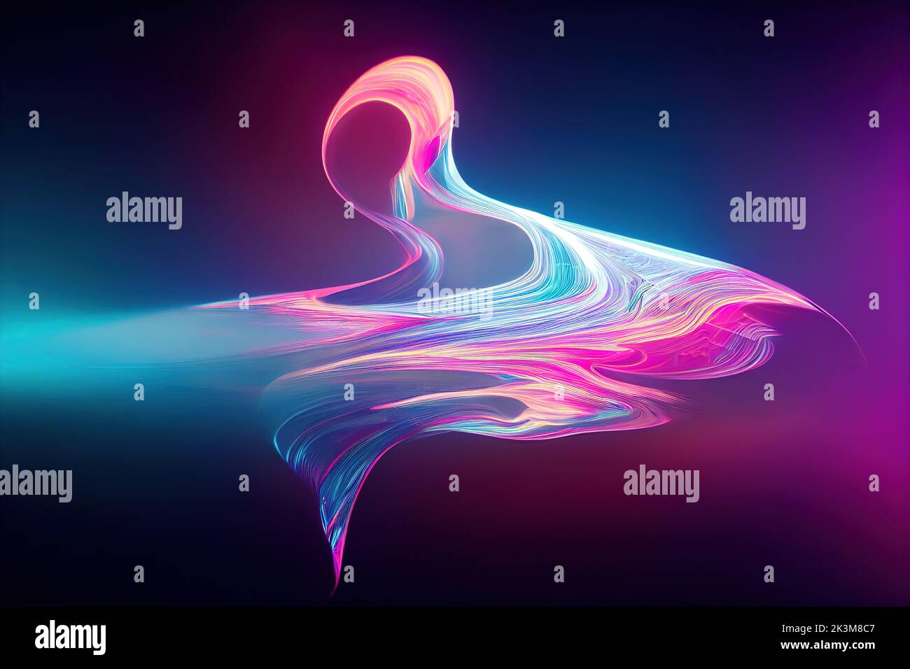 Colorful glow abstract background with waves art pattern. 3D style illustration. Stock Photo
