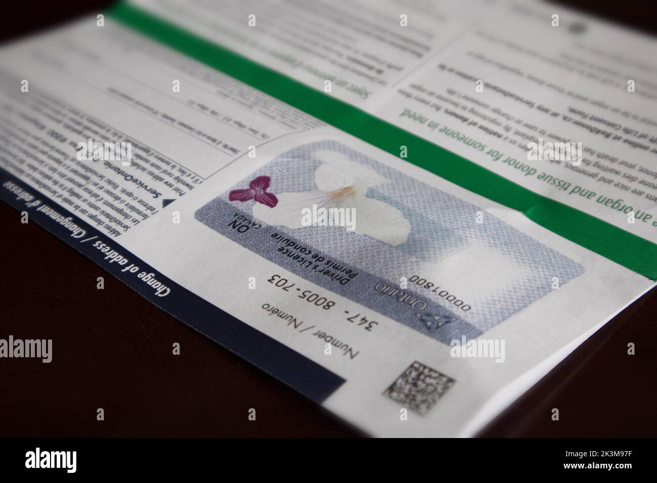 Documents accompanying the sending of the driving licence by Post Mail. Stock Photo