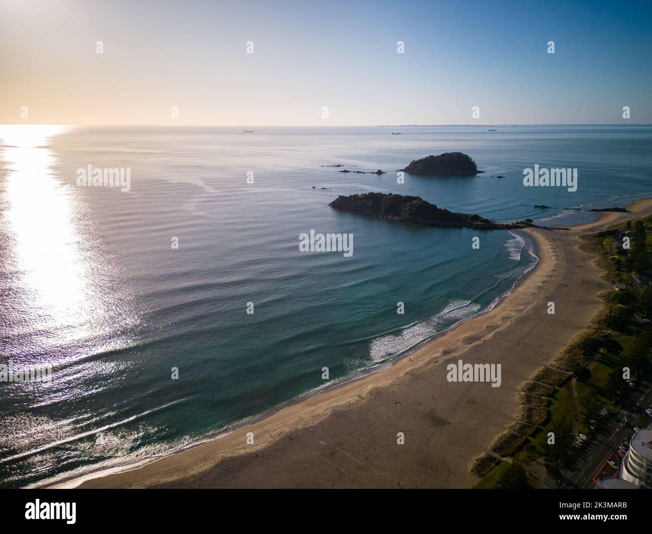 An aerial view of the Bay of Plenty in New Zealand, Tauranga Stock ...