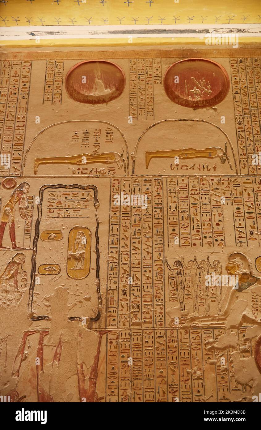 The Colorful Tomb of Ramesses VI in Luxor Stock Photo