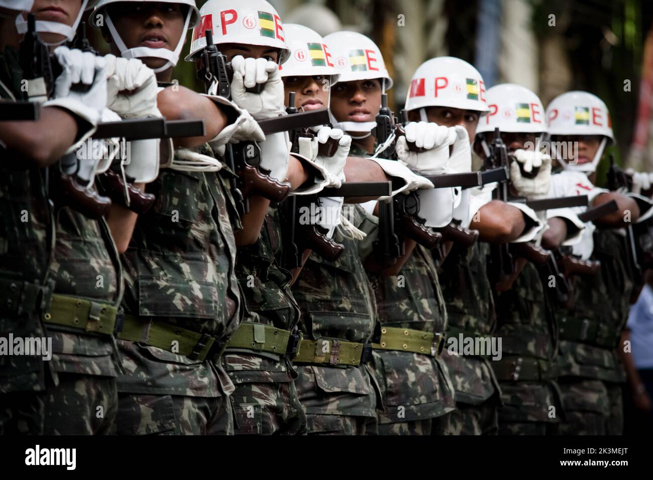 salvador, bahia, brazil - september 7, 2016: Brazilian Army soldiers during military parade in celebration of Brazil independence in the city of Salva Stock Photo