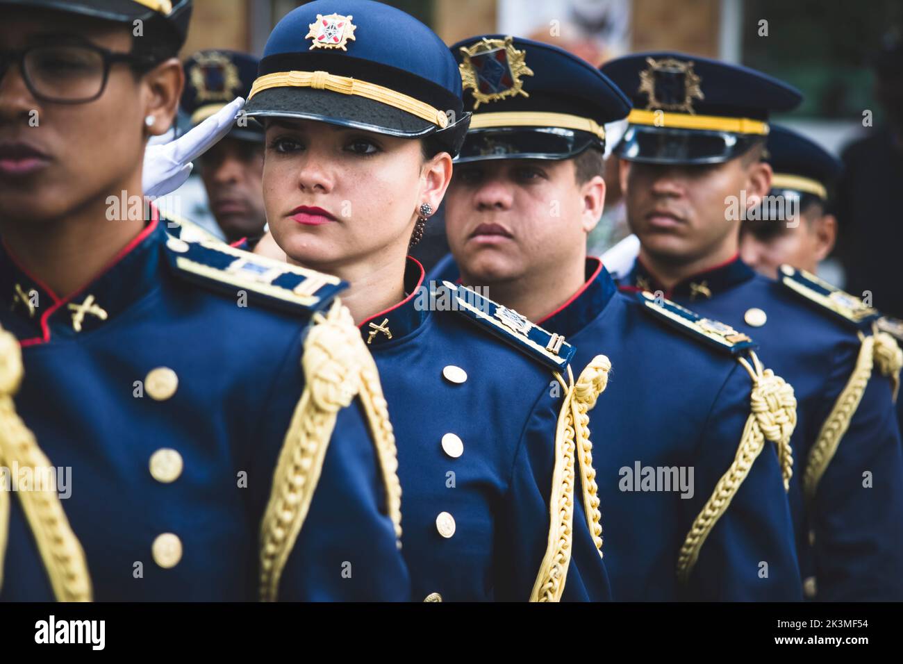 Salvador, Bahia, Brazil - September 7, 2016: Military personnel in formation during a military parade commemorating the independence of Brazil in the Stock Photo
