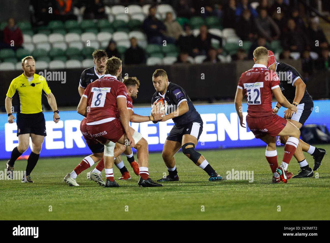 Newcastle, UK. 10th Sep, 2022. Ollie Fletcher Of Newcastle Falcons looks to attack during the Premiership Cup match between Newcastle Falcons and Sale Sharks at Kingston Park, Newcastle on Tuesday 27th September 2022. (Credit: Chris Lishman | MI News) Credit: MI News & Sport /Alamy Live News Stock Photo