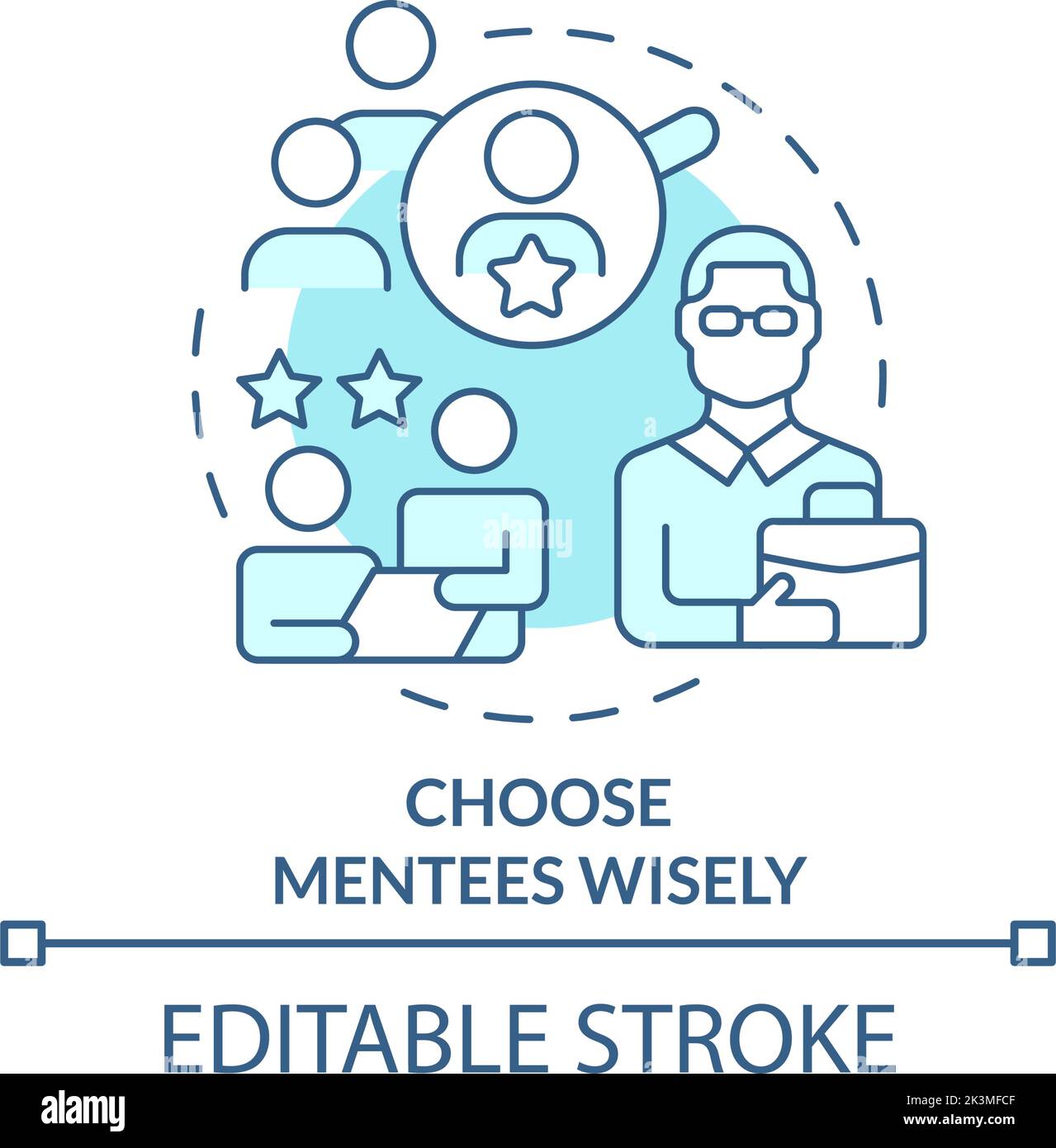 Choose mentees wisely turquoise concept icon Stock Vector