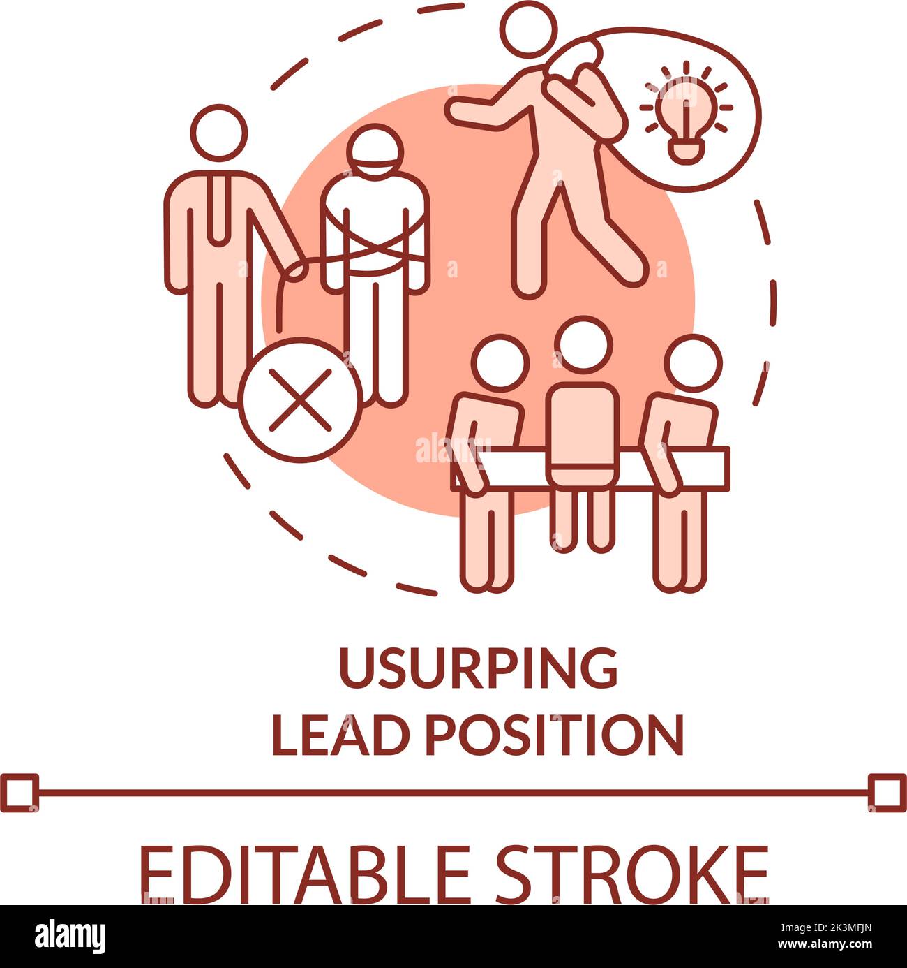 Usurping lead position terracotta concept icon Stock Vector