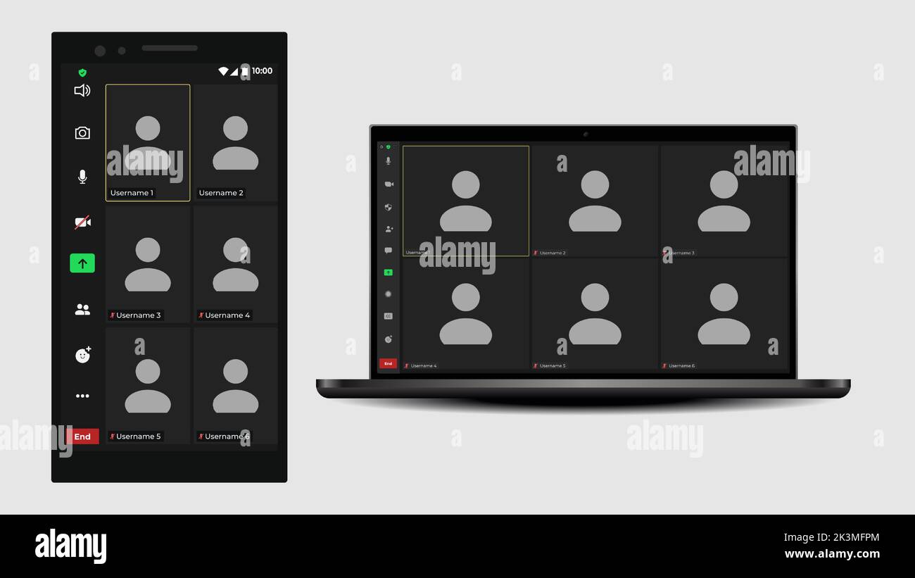 Online video call interface template with user icon. Video calls window ...