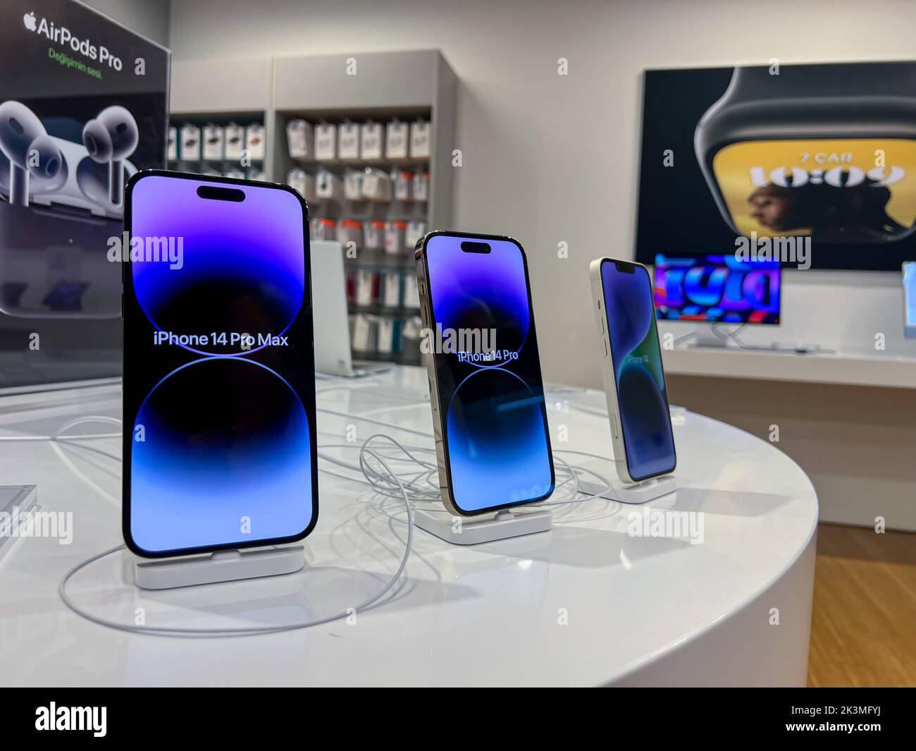 Antalya, Turkey - September 27, 2022: iphone 14 pro max smartphone newly launched in apple store Stock Photo