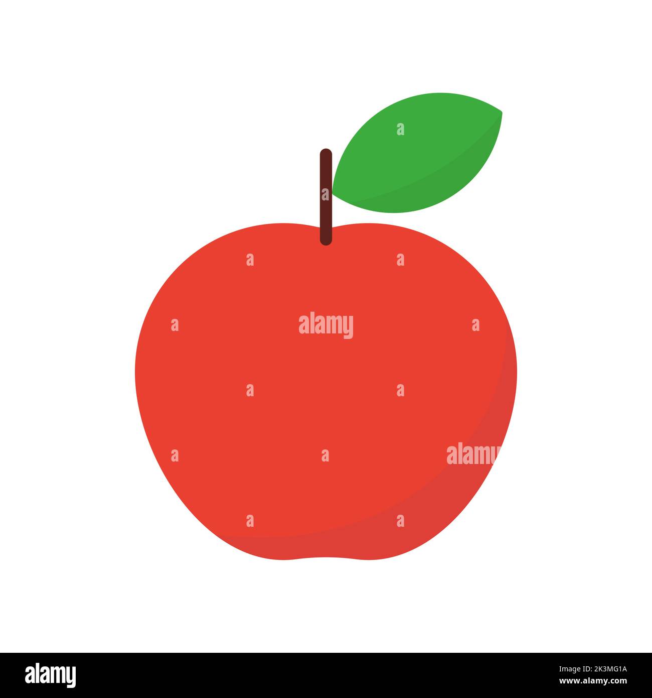 Red apple. Apple with leaf. Vector isolated on white. Stock Vector