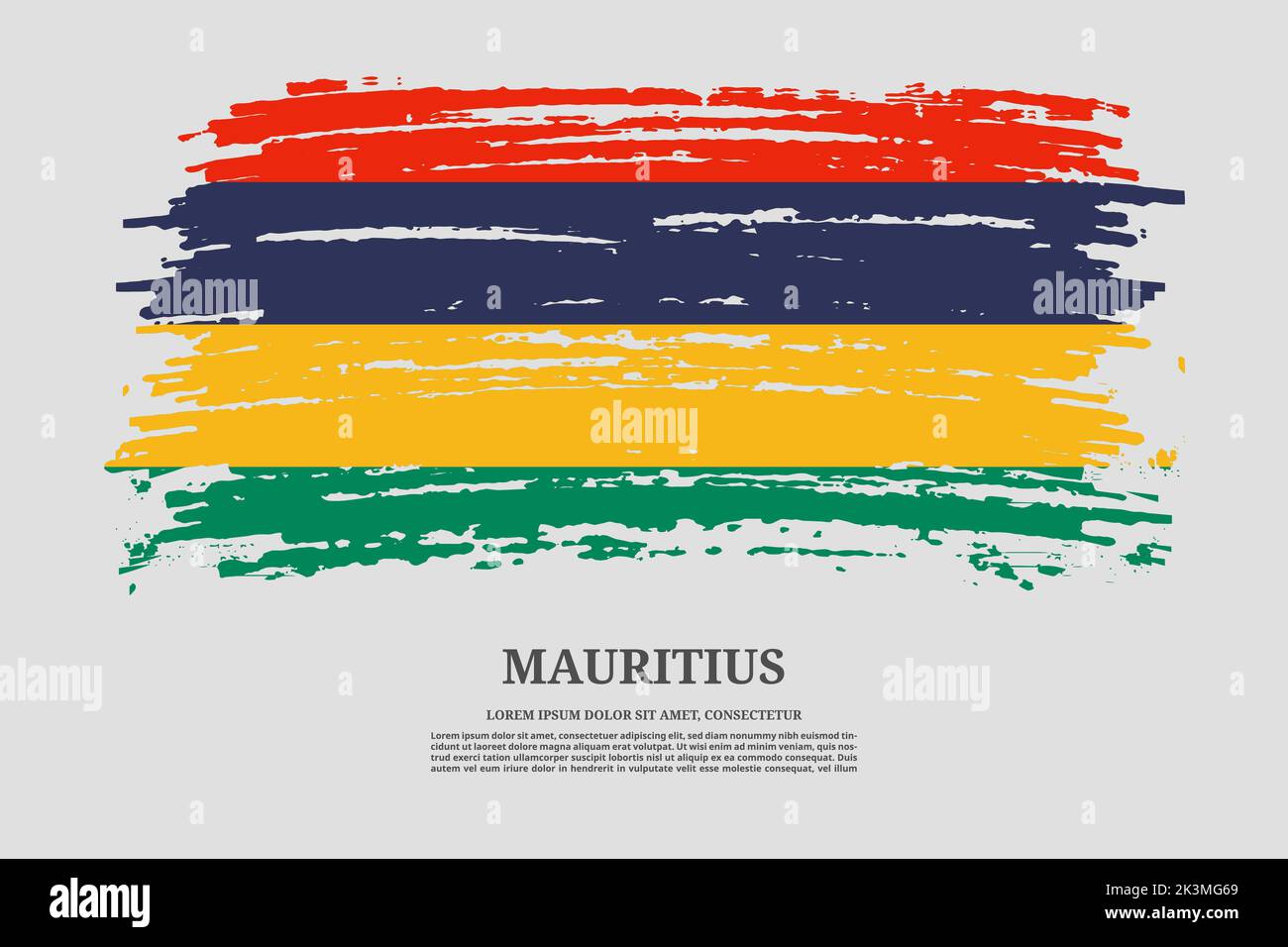 Mauritius flag with brush stroke effect and information text poster ...