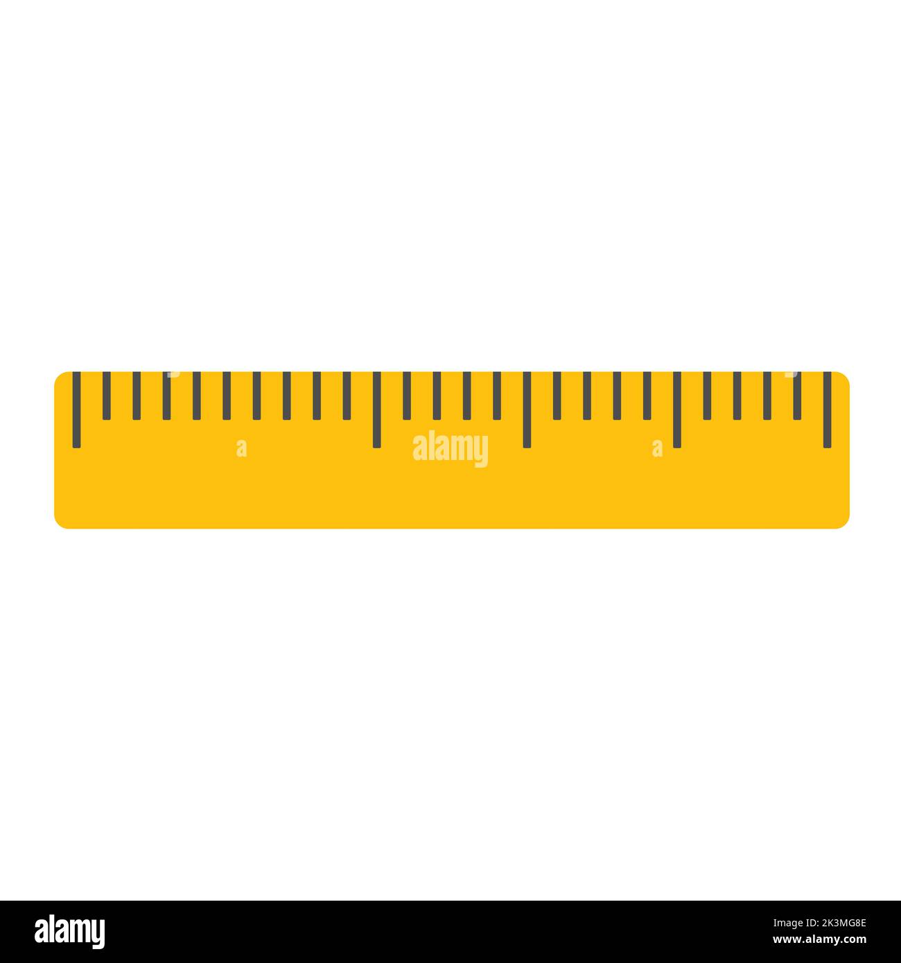 Yellow ruler. Education measure tool. Vector isolated on white. Stock Vector