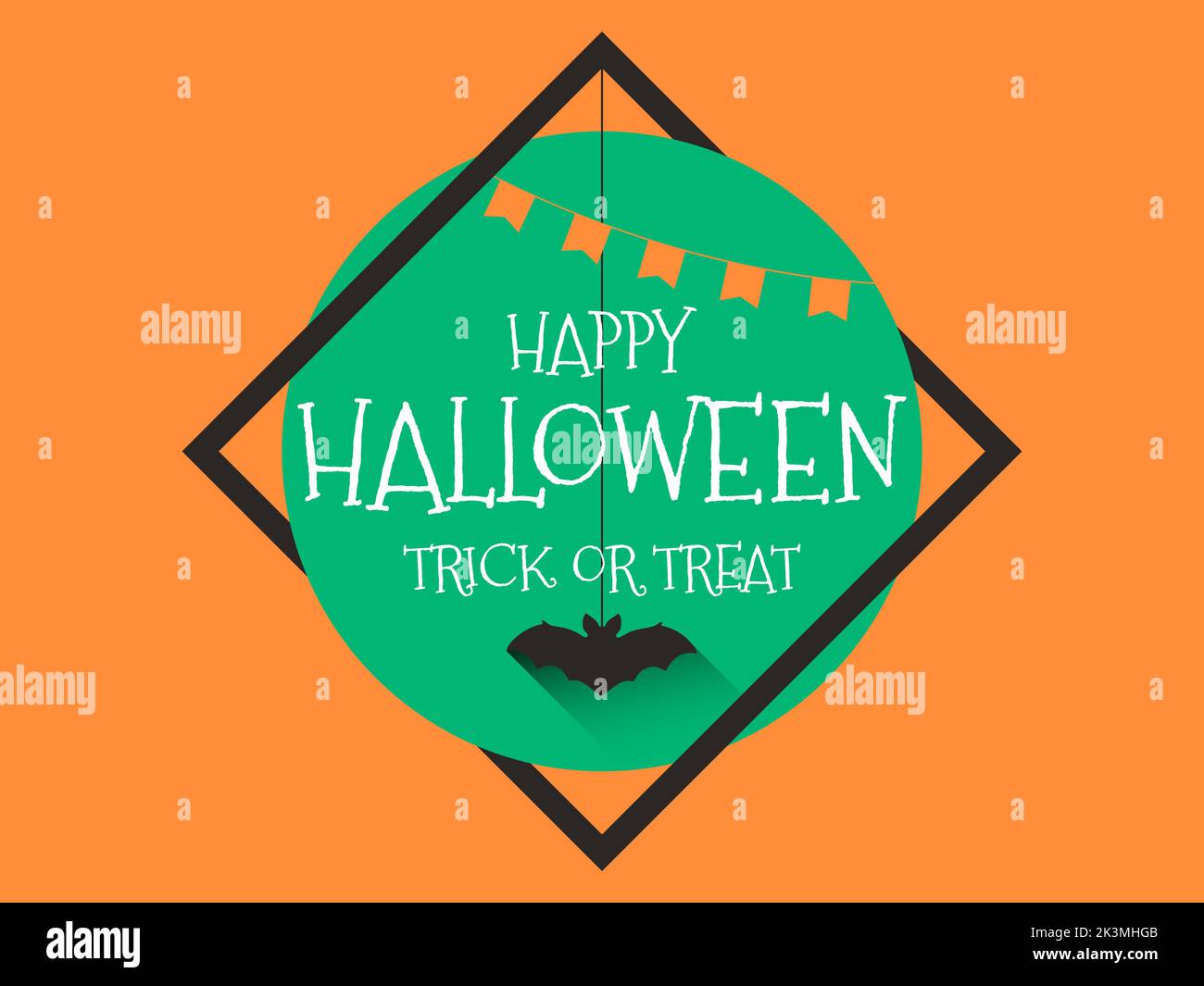 Happy Halloween October 31st, trick or treat. A frame around a green