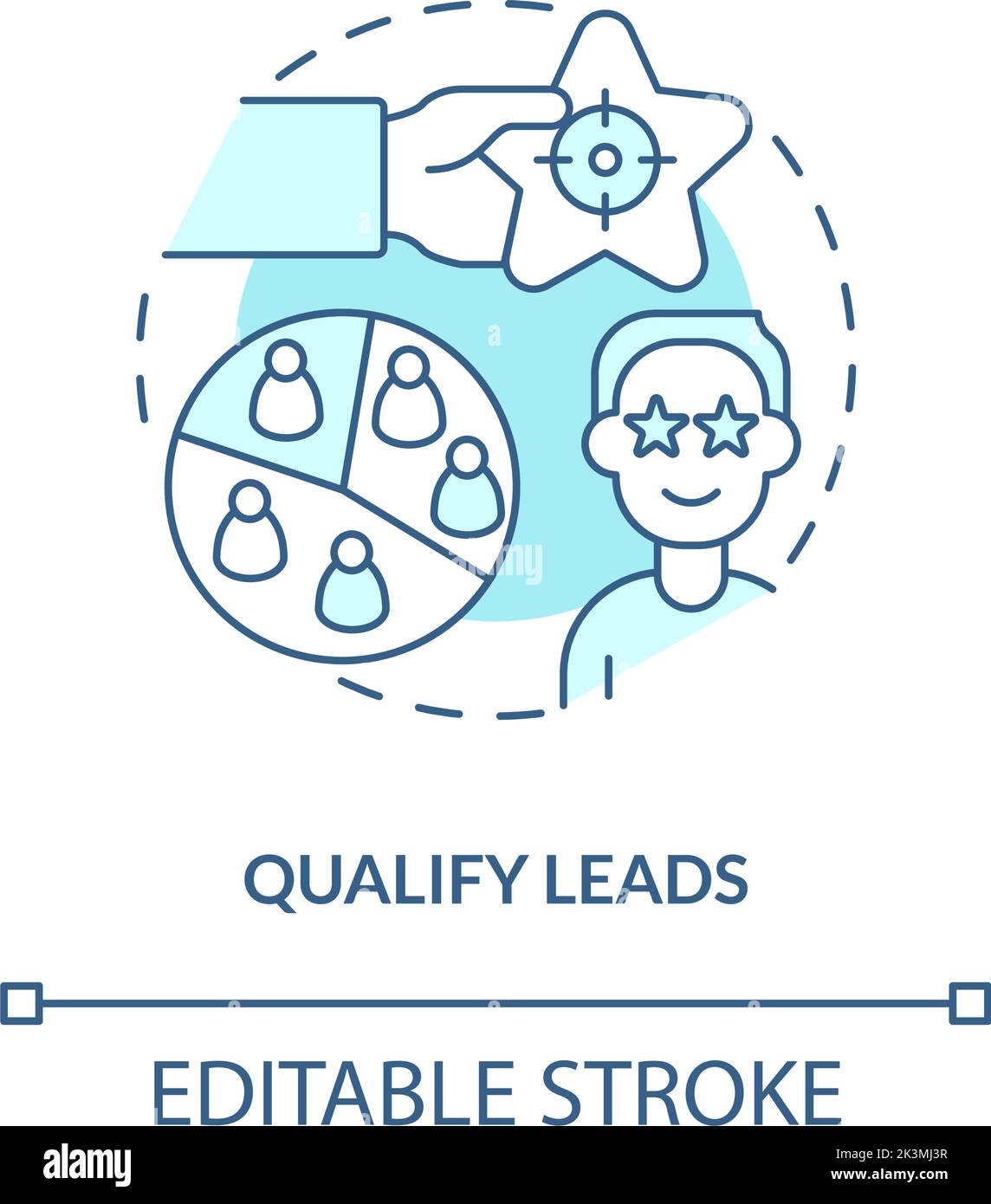 Qualify leads turquoise concept icon Stock Vector