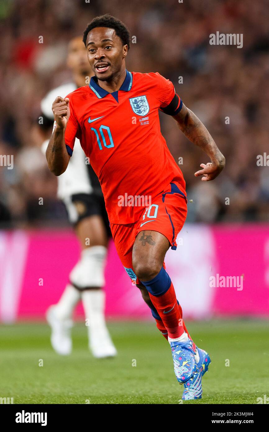 London, UK. 26th Sep, 2022. Raheem Sterling of England during the UEFA Nations League Group C match between England and Germany at Wembley Stadium on September 26th 2022 in London, England. (Photo by Daniel Chesterton/phcimages.com) Credit: PHC Images/Alamy Live News Stock Photo