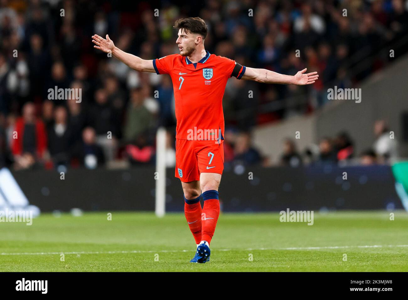 London, UK. 26th Sep, 2022. Declan Rice of England during the UEFA Nations League Group C match between England and Germany at Wembley Stadium on September 26th 2022 in London, England. (Photo by Daniel Chesterton/phcimages.com) Credit: PHC Images/Alamy Live News Stock Photo