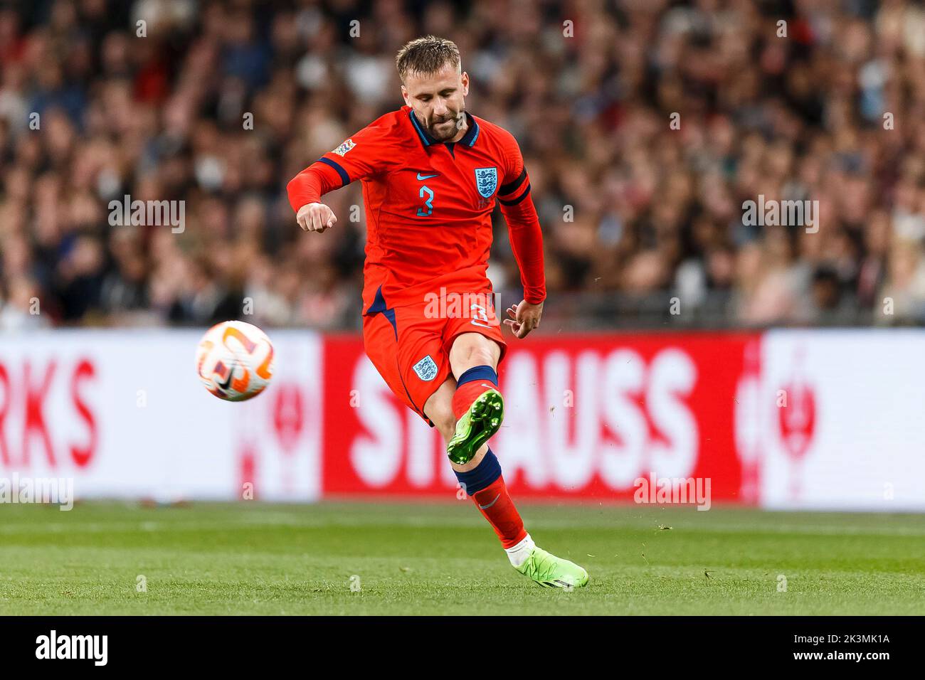 London, UK. 26th Sep, 2022. Luke Shaw of England. during the UEFA Nations League Group C match between England and Germany at Wembley Stadium on September 26th 2022 in London, England. (Photo by Daniel Chesterton/phcimages.com) Credit: PHC Images/Alamy Live News Stock Photo