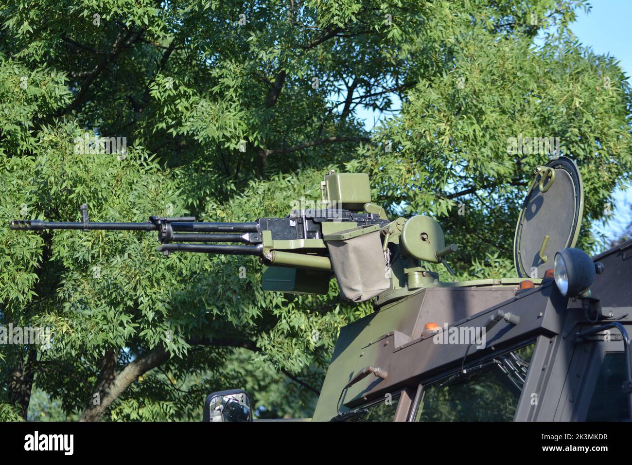 heavy automatic rifle on a top of military vehicle Stock Photo - Alamy