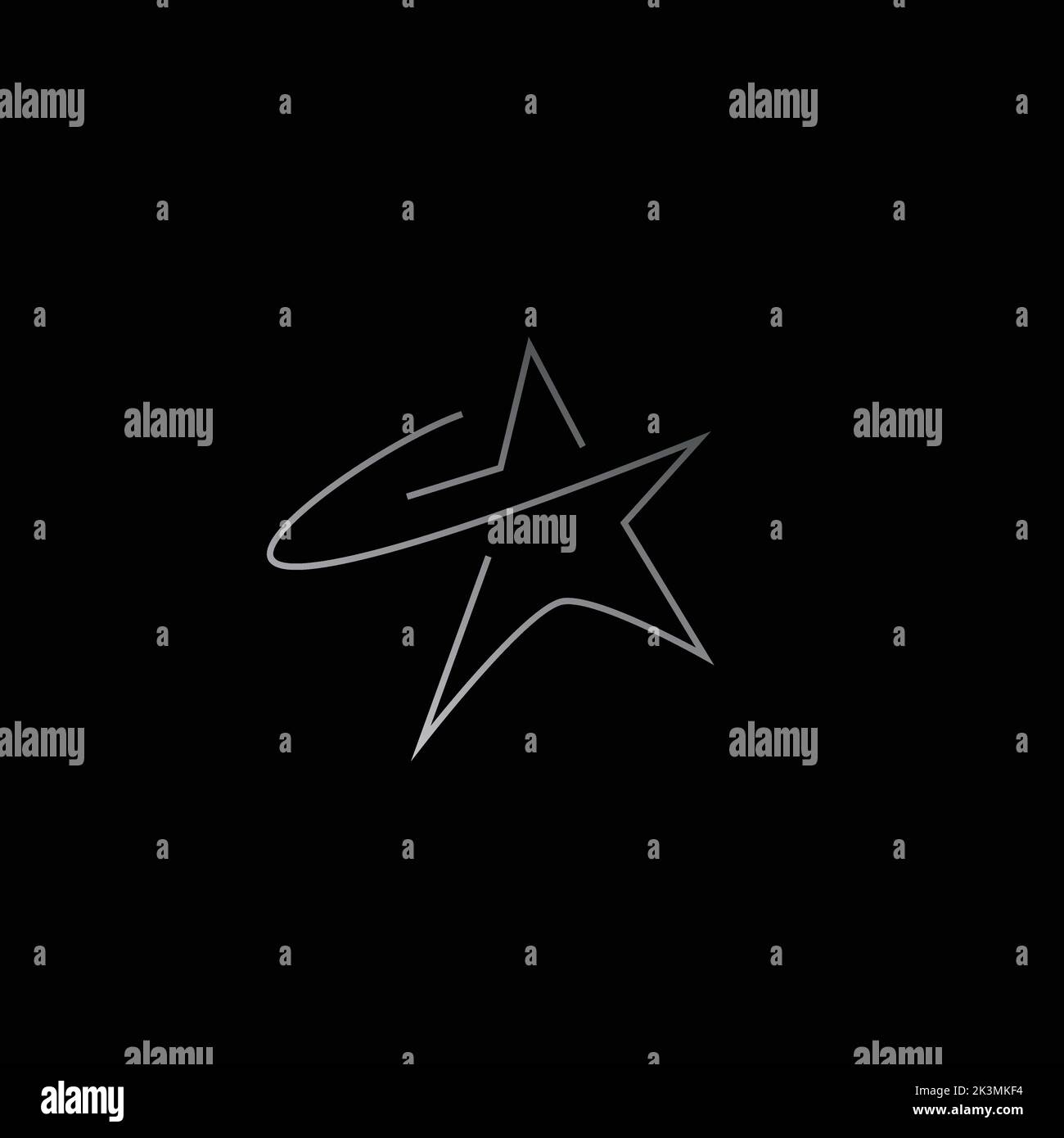 A white star logo design drawing on the dark background Stock Vector