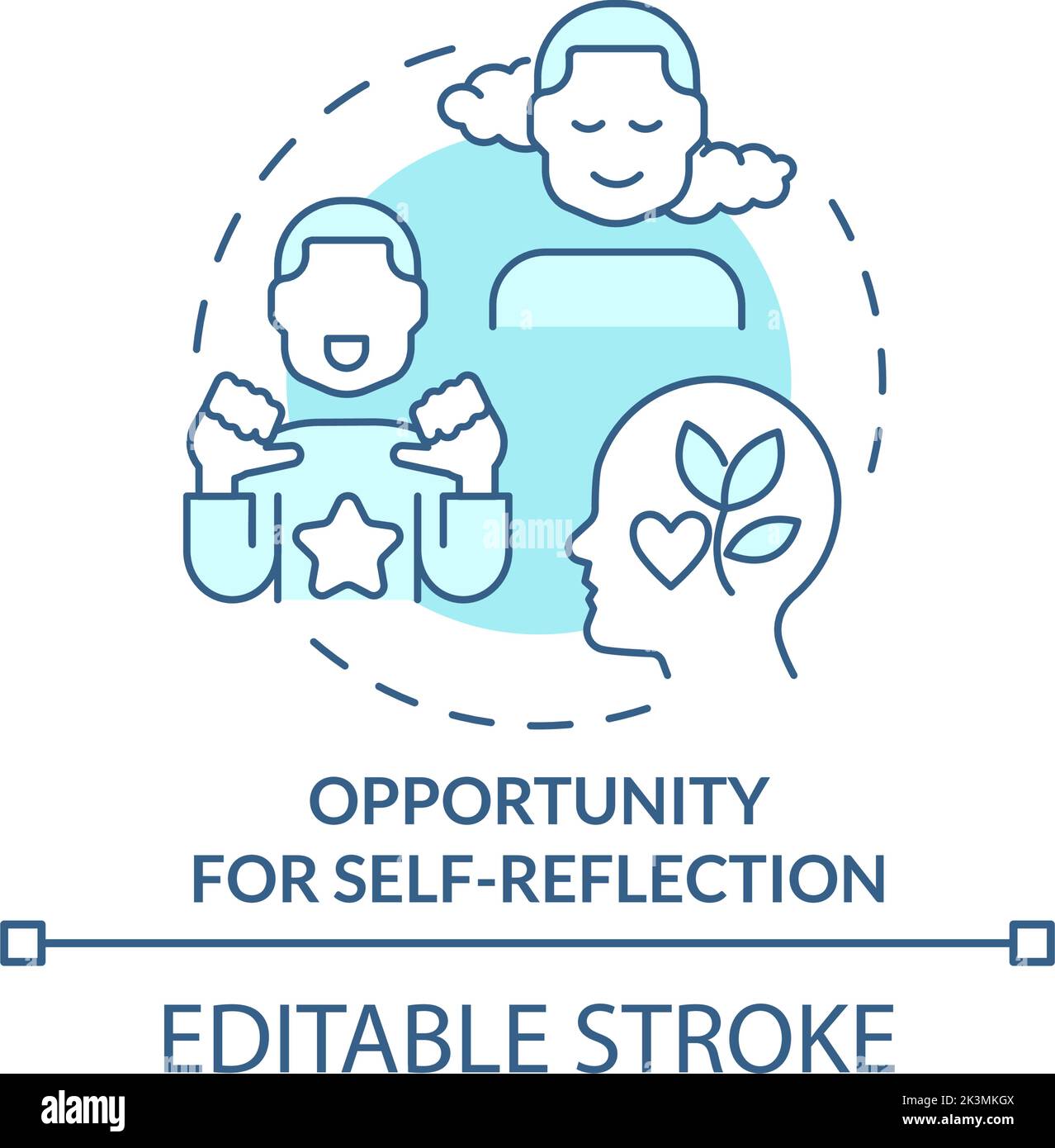 Opportunity for self-reflection turquoise concept icon Stock Vector
