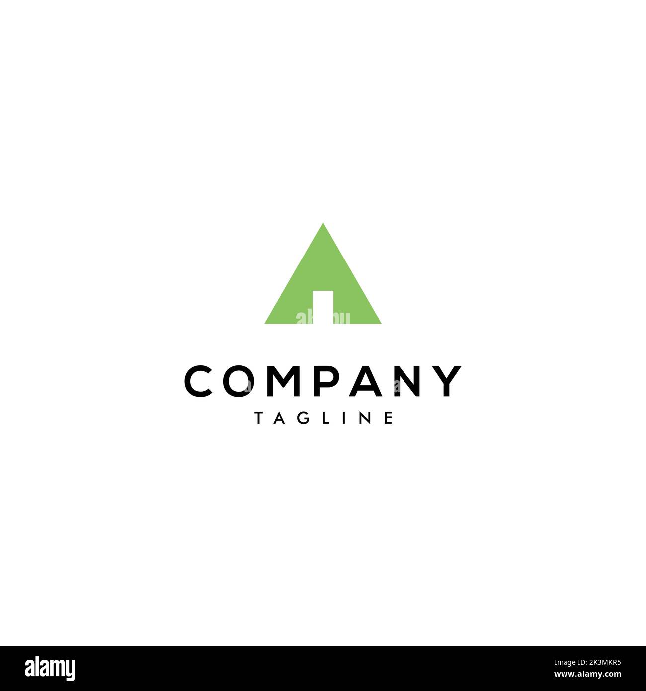 A vector of logo design with green triangle isolated in white ...