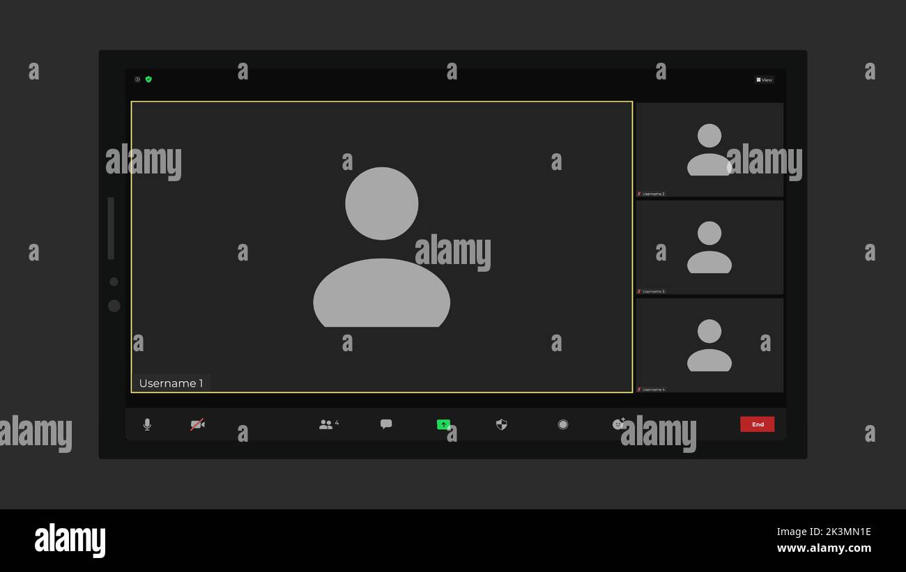 Online video call interface template with user icon. Online conference meeting. User web video