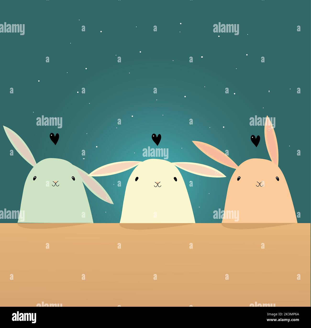 Happy Easter.Colorful,different patterned eggs and cute rabbit sitting ...