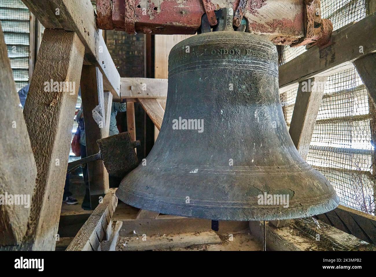 The bell in the tower of St George's Church in Ramsgate, Kent Stock Photo