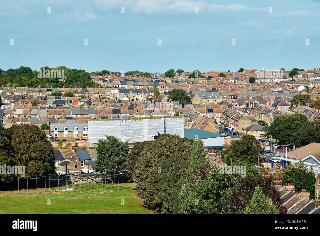 An aerial view of modern buildings in Ramsgate, Kent, UK Stock Photo