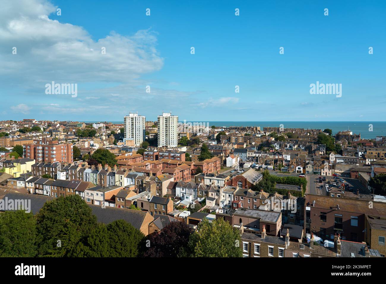An aerial of the residential tower blocks Kennedy House and Trove Court ...