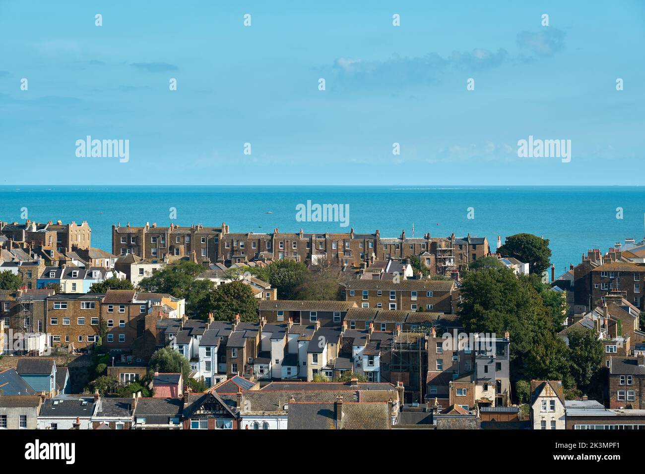 An aerial view of Wellington Crescent in the town of Ramsgate, Kent ...