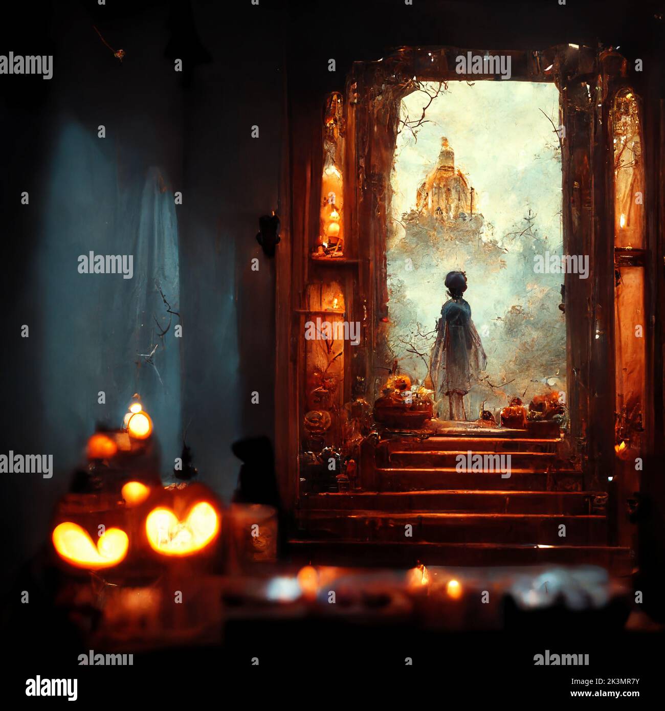 Woman spooky night house interior hi-res stock photography and images ...