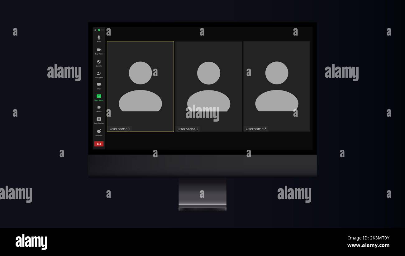 Video conference user interface. Video calls window overlay. Call screen template. Video Call