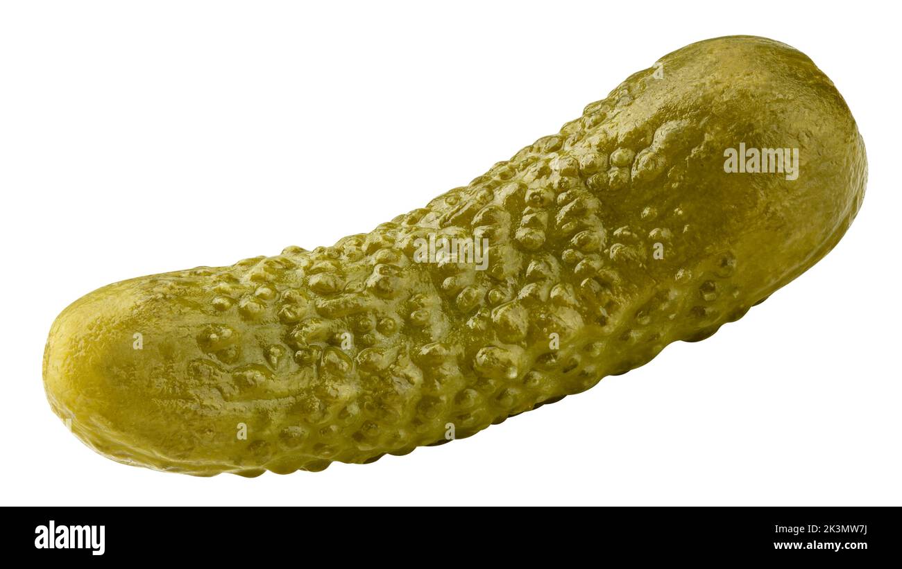 marinated pickled cucumbers isolated on white background, clipping path, full depth of field Stock Photo