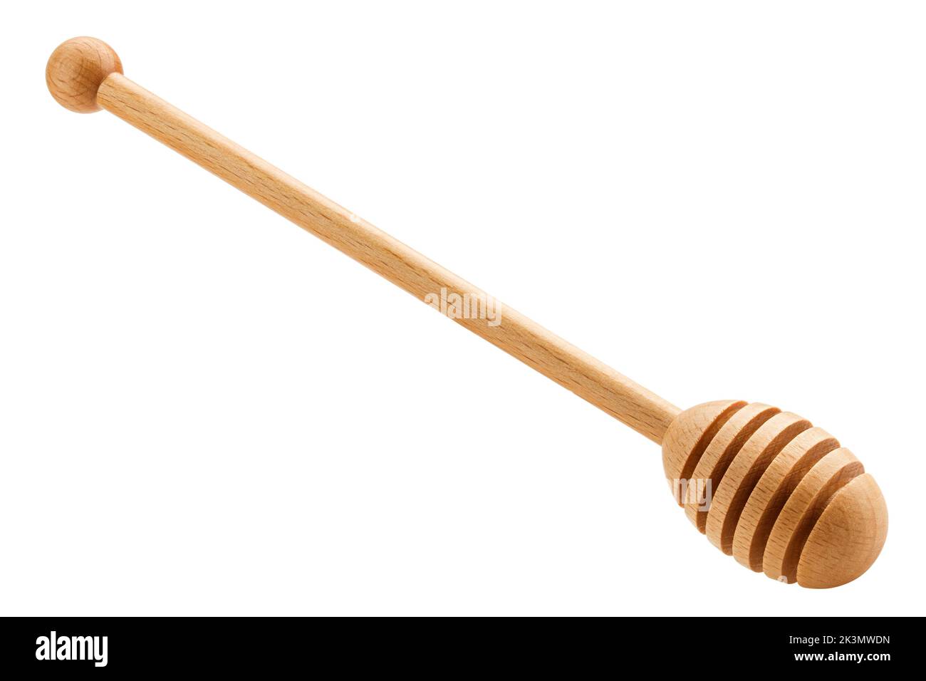 wooden honey spoon isolated on white background, clipping path, full depth of field Stock Photo