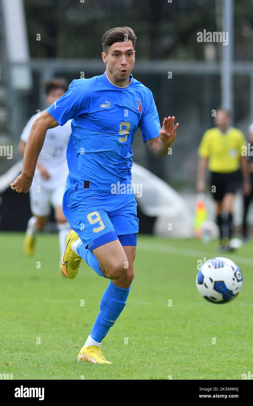 26th September 2022; Stadio Teofilo Patini, Castel di Sangro Italy; Friendly match U21 2022 football, Italy versus Japan; Luca Moro of Italy Stock Photo