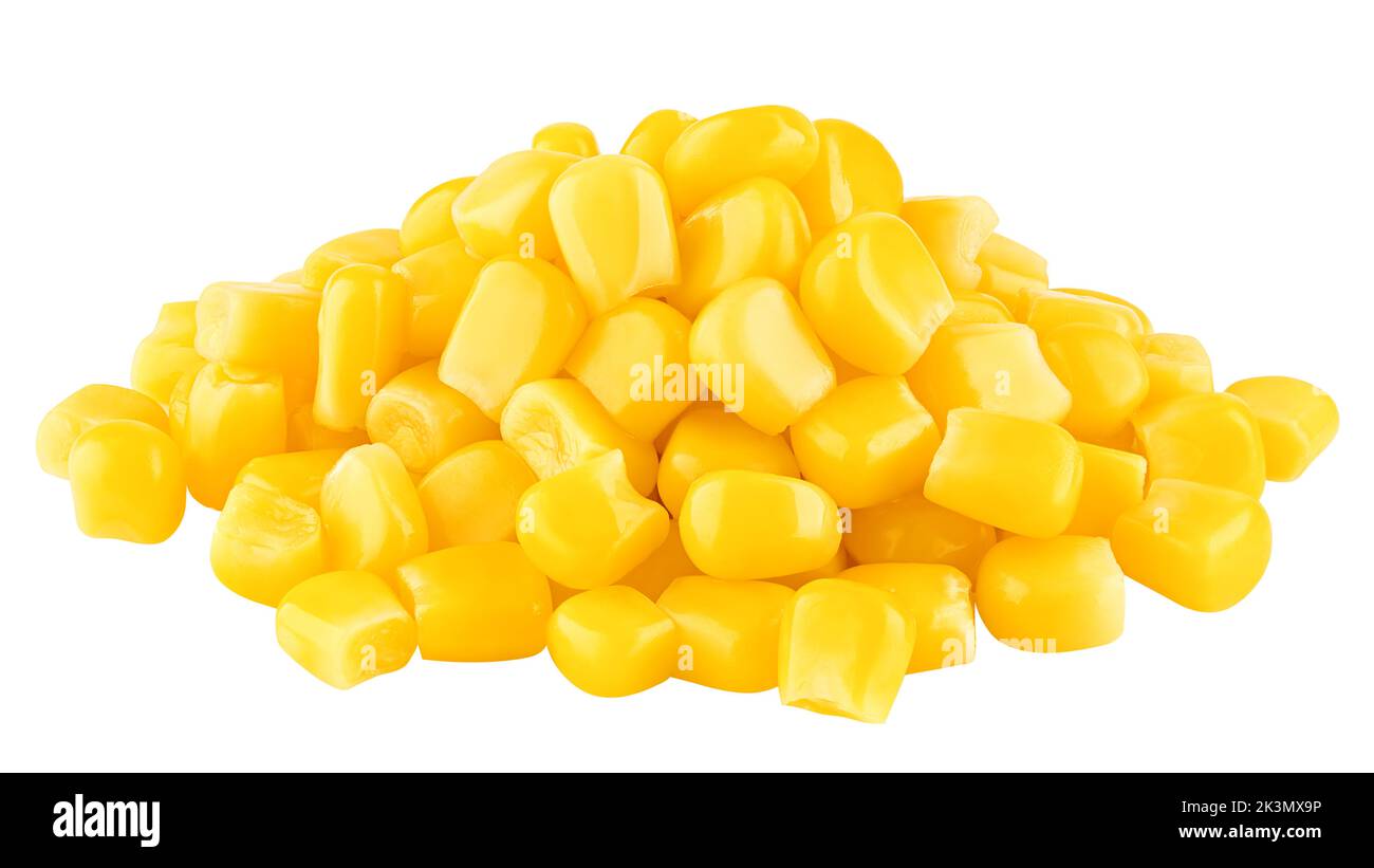 corn seeds isolated on white background, clipping path, full depth of field Stock Photo