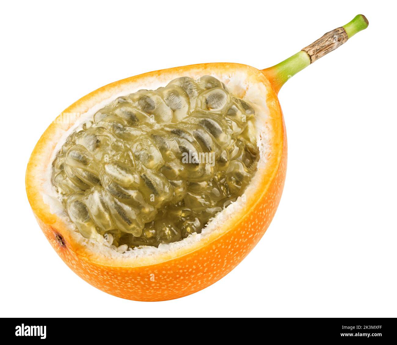 Granadilla or yellow passion fruit isolated on white background, clipping path, full depth of field Stock Photo