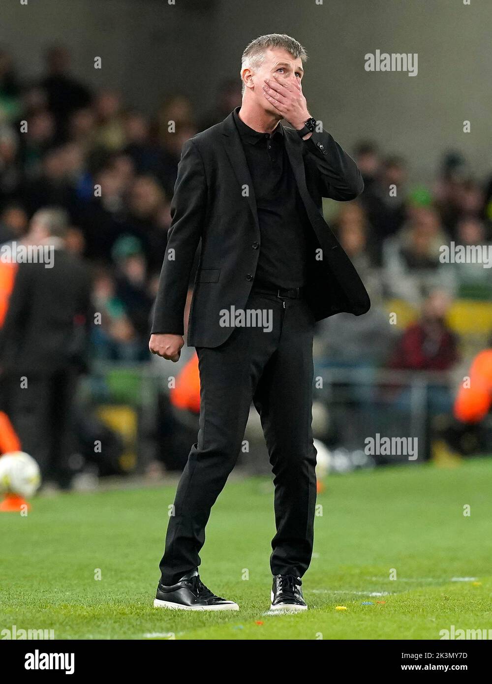 Republic of Ireland head coach Stephen Kenny during the UEFA Nations League match at the Aviva Stadium in Dublin, Ireland. Picture date: Tuesday September 27, 2022. Stock Photo