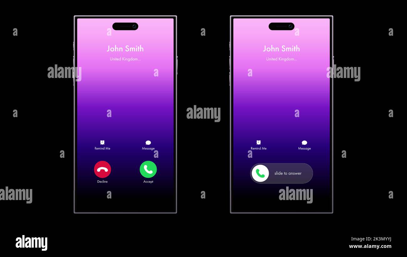 Call screen smartphone interface vector template, Mobile app page dark mode design layout, Flat UI for application Stock Vector