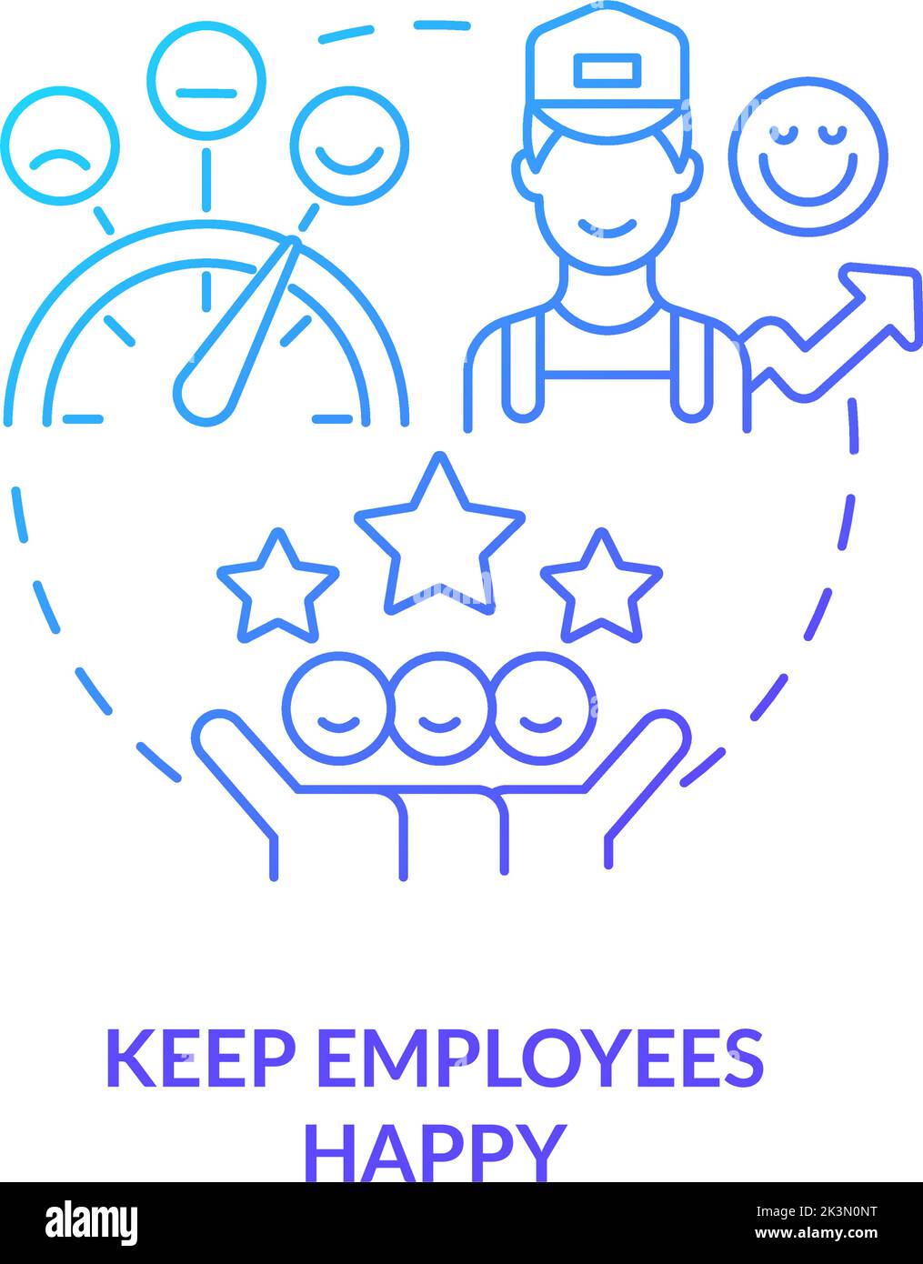 Keep employees happy blue gradient concept icon Stock Vector