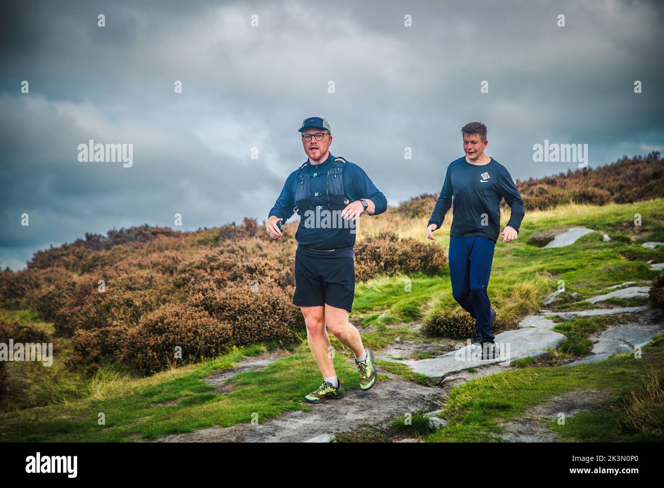 24.09.2022 Burbage, Sheffield, UK. Fell running, also sometimes known as hill running, is the sport of running and racing, off-road, over upland count Stock Photo